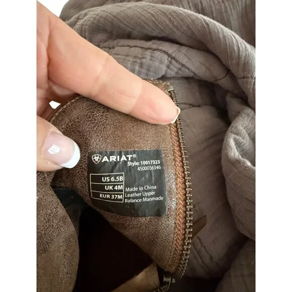 Ariat Womens Darlin Booties Size 6.5 Tan Leather Almond New West Heel Western - Picture 10 of 15